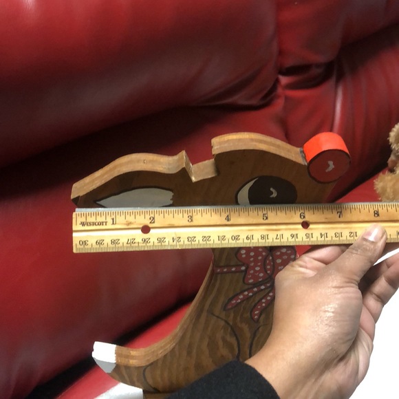 Vintage wooden Red nose Reindeer - Picture 5 of 14